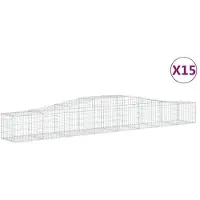 vidaXL Gabionen mit Hochbogen 15 Stk. 400x50x40/60cm Verzinktes Eisen