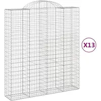 vidaXL Gabionen mit Hochbogen 13Stk. 200x50x220/240cm Verzinktes Eisen