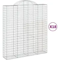 vidaXL Gabionen mit Hochbogen 18Stk. 200x50x220/240cm Verzinktes Eisen