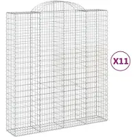 vidaXL Gabionen mit Hochbogen 11Stk. 200x50x220/240cm Verzinktes Eisen