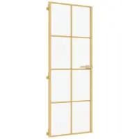 vidaXL Innentür Schlank Golden 76x201,5 cm Hartglas und Aluminium