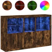 vidaXL Sideboard mit LED-Leuchten Räuchereiche 162x37x100 cm
