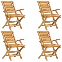 vidaXL Klappstühle, 4 Stück, 56 x 63 x 90 cm, Massivholz Teak