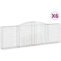 vidaXL Gabionen mit Hochbogen 6 Stk. 400x30x120/140cm Verzinktes Eisen