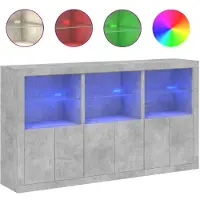 vidaXL Sideboard mit LED-Leuchten Betongrau 181,5x37x100 cm