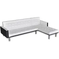vidaXL Schlafsofa "Aach" aus Kunstleder in Weiß. Abmessungen (B/H/T) 218x69x155 cm