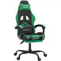 vidaXL Gaming-Stuhl mit Fußstütze Drehbar Schwarz & Grün Kunstleder