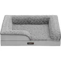 Feandrea Orthopädisches Hundebett für große Hunde, wasserdichtes Hundesofa – Größe L 71 x B 58 x H 16 cm, taubengrau