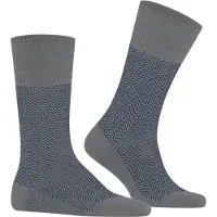 Falke Airport Herringstripe Herren Socken, 43-46, Grau, AnderesMuster, Schurwolle