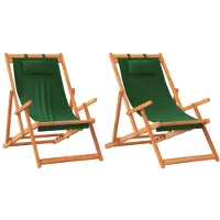 vidaXL Klappstühle, 2 Stück, grüner Stoff