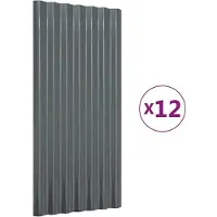 vidaXL Dachpaneele 12 Stk Verzinkter Stahl Anthrazit 80x36 cm