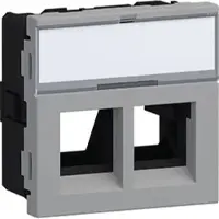 Hager G45DM052LAN Geräteeinbauset für 2x RJ45 Typ 05 Direkt Klipping 45x45 Aluminium