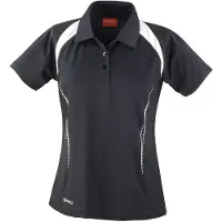 Result SPIRO S177F | Damen Team Spirit sports Poloshirt +Atmungsaktiv - Farbe: Black/White - Größe: XS (34)