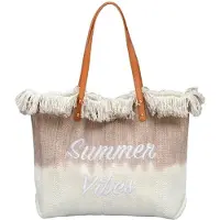 ECA TP14BR Damen-Strandtasche Ombre 45 x 40 x 14 cm, weiß-braun
