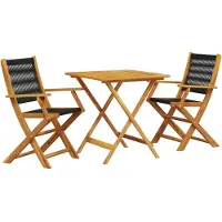 vidaXL 3-tlg. Bistro-Set Schwarz Polypropylen und Massivholz