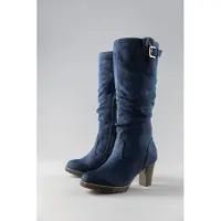 Aniston SHOES Stiefel , Damen, Gr. 38, wärmend, Normalschaft, blau (navy), Textil, Veloursleder, Schuhe Stiefel, mit Raffungen am slouchy Schaft