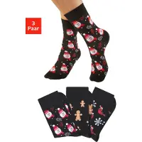 H.I.S. Basicsocken "Damen Weihnachtssocken" Packung, 3 Paar tlg. mit lustigen Weihnachtsmotiven