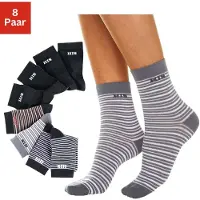 H.I.S. Socken "Damen Herren Ringel und uni Socken" Packung, 8 Stk. tlg. geringelt und unifarben