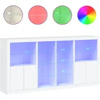 vidaXL Sideboard mit LED-Leuchten Weiß 202x37x100 cm