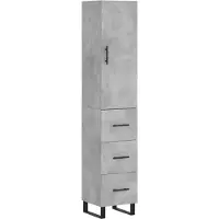 vidaXL Highboard Betongrau 34,5x34x180 cm Holzwerkstoff