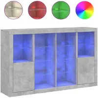 vidaXL Sideboards mit LED-Leuchten 3 Stk. Betongrau Holzwerkstoff