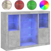 vidaXL Sideboards mit LED-Leuchten 3 Stk. Betongrau Holzwerkstoff