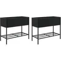 vidaXL Hochbeete mit Ablage 2 Stk. Schwarz 90x40x75 cm Poly Rattan