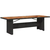 vidaXL Gartentisch mit Holzplatte Schwarz 240x90x75 cm Poly Rattan