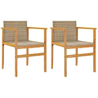 vidaXL Gartenstühle 2 Stk. Beige Poly Rattan und Massivholz