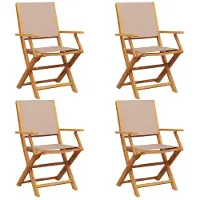 vidaXL Klappstühle, 4er-Set, taupefarbener Stoff und Massivholz
