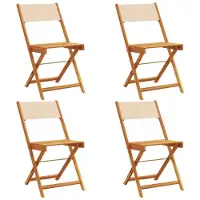 vidaXL Klappstühle, 4 Stück, beigefarbener Stoff und Massivholz