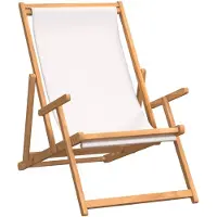 vidaXL Klappstuhl aus Massivholz Teak, cremefarben