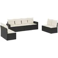 vidaXL 8-tlg. Garten-Sofagarnitur mit Kissen Schwarz Poly Rattan