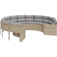 vidaXL Gartensofa mit Kissen Rund Beige Poly-Rattan