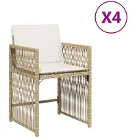 vidaXL Gartenstühle mit Kissen 4 Stk. Beige Poly Rattan