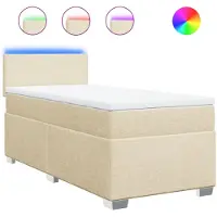 vidaXL Boxspringbett mit Matratze Creme 100x200 cm Stoff