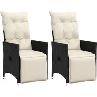vidaXL Gartensessel mit Kissen 2 Stk. Verstellbar Schwarz Poly Rattan