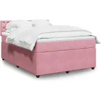 vidaXL Boxspringbett mit Matratze Rosa 160x200 cm Samt