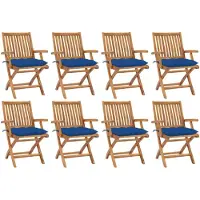 vidaXL Klappstühle mit Kissen, 8-teilig, Massivholz Teakholz