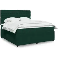 vidaXL Boxspringbett mit Matratze Dunkelgrün 180x200 cm Samt