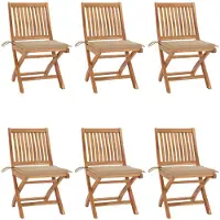 vidaXL Klappstühle mit Kissen, 6-teilig, Massivholz Teakholz