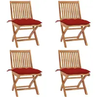 vidaXL Klappstühle mit Kissen, 4-teilig, Massivholz Teakholz