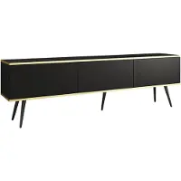 3Xeliving TV-Schrank, Moderner mit Push-to-Open-Türen, stehend, schwarze Laminatplatte