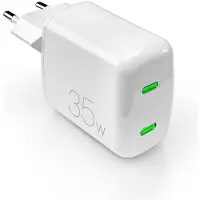 Puro MiniPro 35W Wandladegerät mit zwei USB-C-Anschlüssen – Technologie basierend auf Galliumnitrid (GAN)