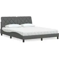 vidaXL Bett mit Matratze Dunkelgrau 160x200 cm Stoff