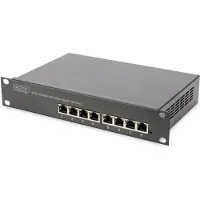 Digitus Gigabit Ethernet PoE Switch, 8-Port PoE+, 10", bis zu 80 W PoE Budget, Unmanaged, Gigabit Ethernet (10/100/1000), Vollduplex, Power over Ethernet (PoE), Rack-Einbau