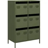 vidaXL Highboard Olivgrün 68x39x101,5 cm Stahl