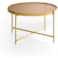 STONES Marissa - Couchtisch (70 x 70 x 40 h) aus gehärtetem Messingglas