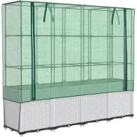 vidaXL Hochbeet mit Gewächshaus-Aufsatz Rattan-Optik 160x40x153 cm