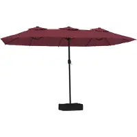 vidaXL Doppel-Sonnenschirm mit LED-Leuchten Bordeauxrot 449x265 cm
